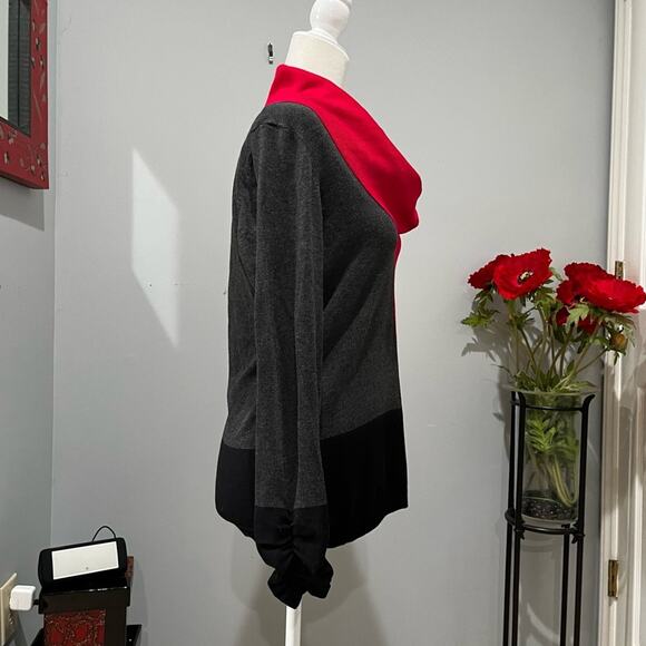 NEW Alfani Colorblock Cowl Neck Ruched Oversized Layering Sweater Top M NWOT - Picture 6 of 13